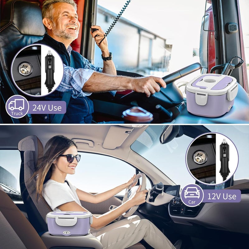 Vingud Electric Lunch Box for Adults, Heated Lunch Box Food Warmer, 80W Portable Heating Lunchbox for Women/Work/Car/Truck, 12/24/110V Lonchera Eléctrica Portátil Christmas White Elephant Gifts,Violet - Image 3